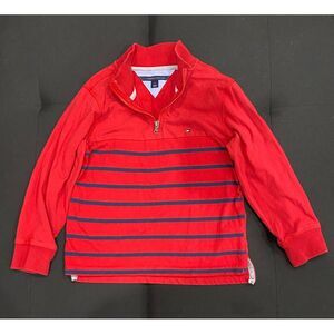 Tommy Hilfiger Boy's Quarter Zip Red Blue‎ Pull Over